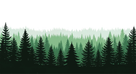 Obraz premium Forest Panorama view. Nature landscape. Forest silhouette. Forest background. Vector illustration. 