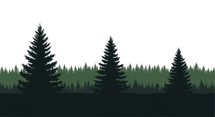 Fototapeta premium Forest Panorama view. Nature landscape. Forest silhouette. Forest background. Vector illustration. 
