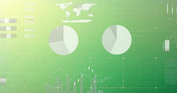 Animation of data processing on green background