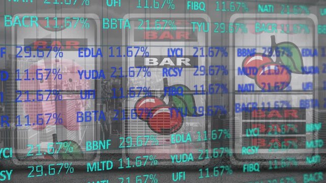 Animation of financial data over gaming machine