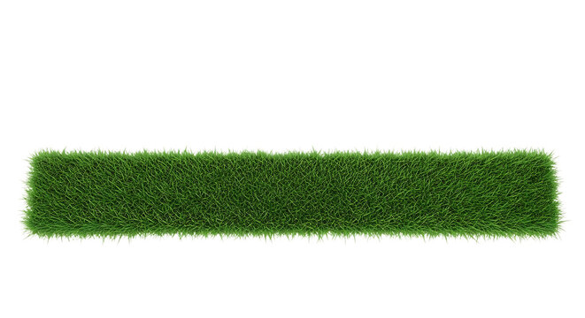 Rectangular patch of mowed lawn on transparent.