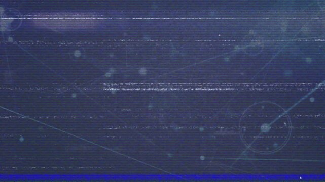 Animation of glitch effect over network of connections against blue background
