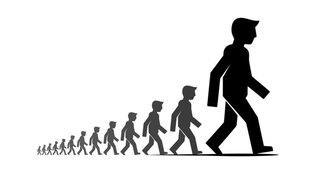 Human growth stages silhouette from childhood to adulthood