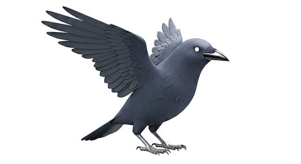 Fototapeta premium 3D Render of a Black Crow in Mid-Flight