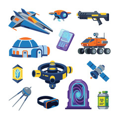 Futuristic Sci Fi Technology Gadgets Weapons Set © Aryasakti