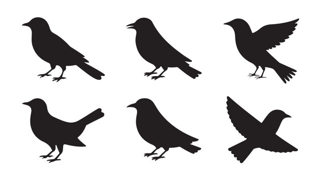 Black silhouette of flying birds set