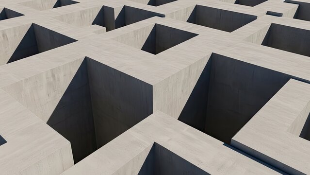 A complex maze with many paths and dark shadows