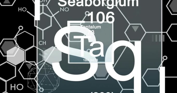 Animation of tantalum chemical element and data processing over black background