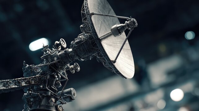 Satellite antenna dish featuring advanced technology, receiving and transmitting signals for global communication, broadcasting, and scientific research