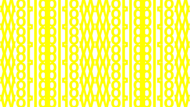 Yellow alphanumeric repeating pattern with B O 8 characters in vertical geometric columns for abstract optical vector design, textiles, wallpapers, and decorative art