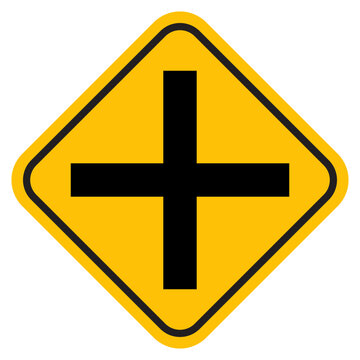 traffic sign icon vector, four way intersection