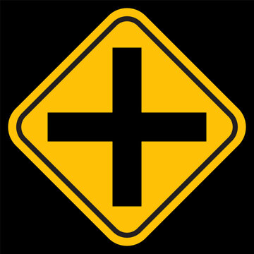 traffic sign icon vector, four way intersection