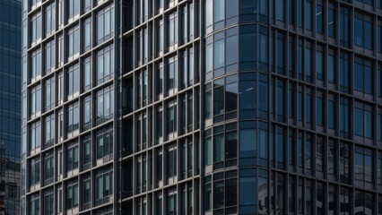 Obraz premium A modern office building with a sleek glass and steel exterior