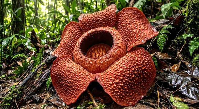 Rafflesia Arnoldii Flower Blooming in the Tropical Rainforest of Sumatra, Indonesia