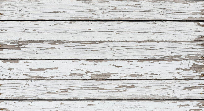 Natural white wood texture. White distressed wooden planks background for design. White distressed wooden planks with peeling paint and grain.
