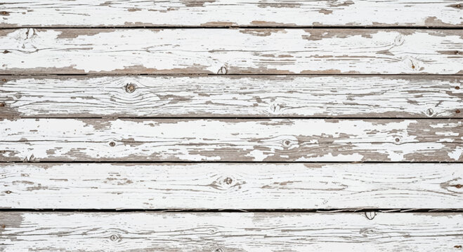Natural white wood texture. White distressed wooden planks background for design. White distressed wooden planks with peeling paint and grain.