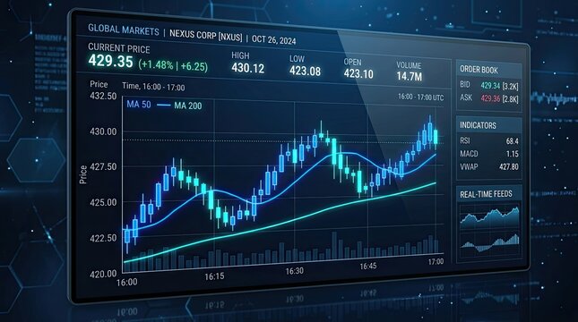Digital Stock Market Chart Displaying Financial Data and Growth Trends.