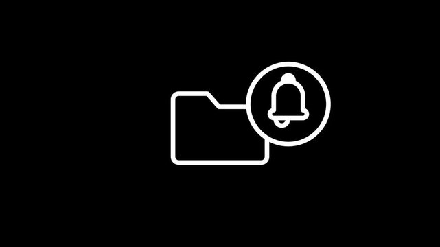 A folder icon combined with a bell notification symbol representing a file storage alert, document update notification, or new content added to a directory event