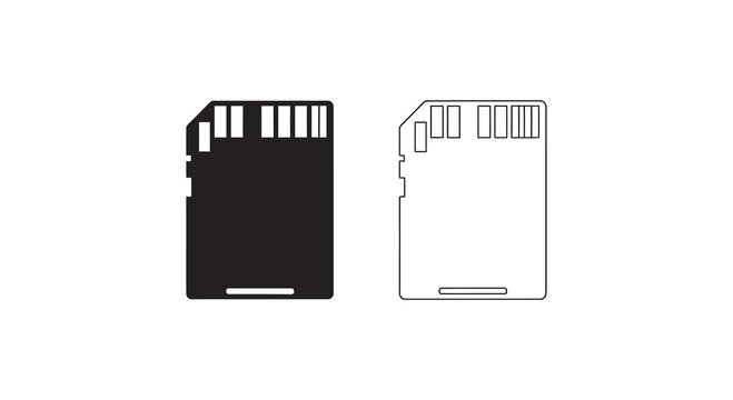 Two sd card icons one black and one white side by side