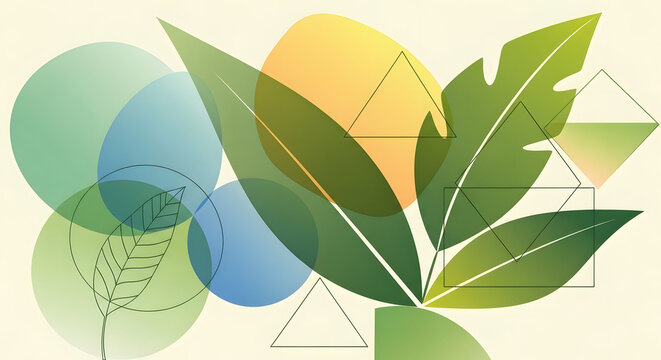 Vibrant spring pattern of green tea leaves and natural foliage branches on white and blue backgrounds for an eco garden vector illustration
