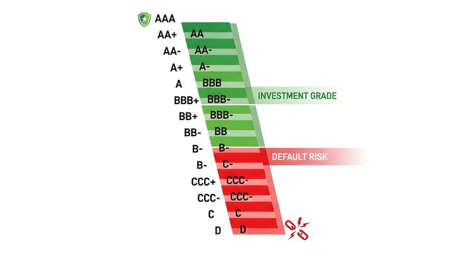 Credit rating scale illustration isolated on white background