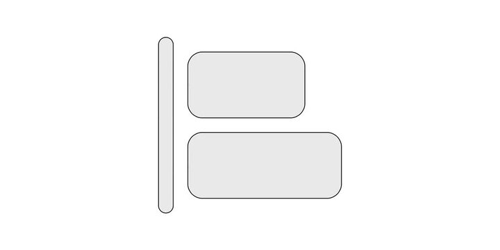 Align left icon animation for text editor video projects, left alignment formatting motion graphic, white and green screen overlay, paragraph justify tool animated element, document margin design