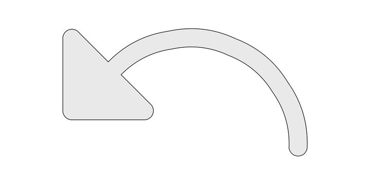 Arrow arc left filled icon animation for replay video overlays, solid curved left sweep motion graphic, white and green screen chroma key, bold return path animated element, reverse action design