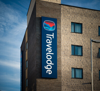 Skegness, Lincolnshire, United Kingdon, 18th March 2026, Travelodge branding at Skegness Travelodge