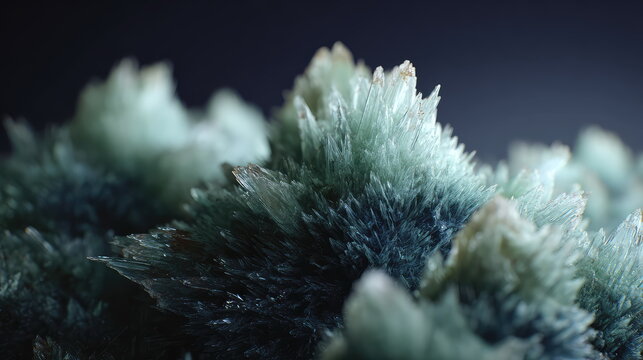 Green and blue mineral crystals exhibit a striking formation, a natural phenomenon showcasing geology's intricate textures and captivating, raw beauty at a macroscopic level