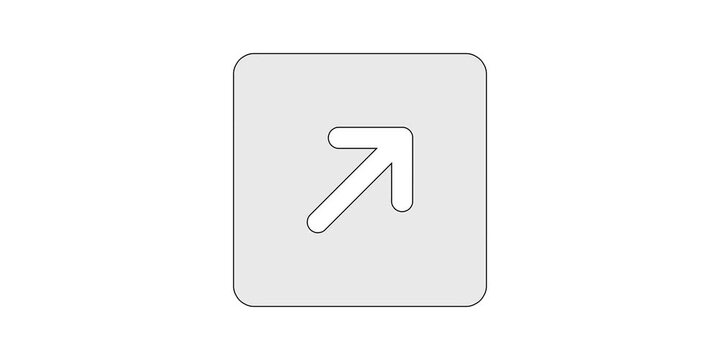 Arrow square up right icon animation for external link overlays, boxed upward right pointer motion graphic, white and green screen chroma key, framed open new tab animated element, redirect design