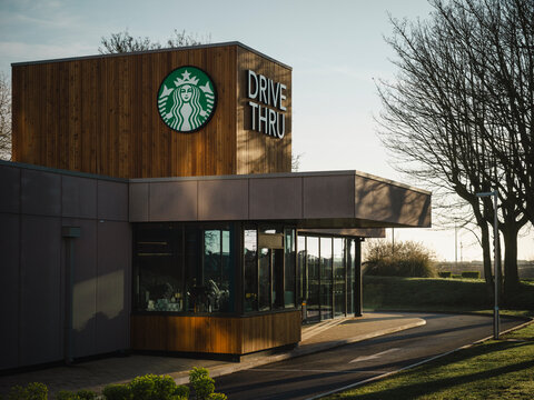 Skegness, Lincolnshire, United Kingdon, 18th March 2026, Starbucks Coffee Shop Drive Thru 