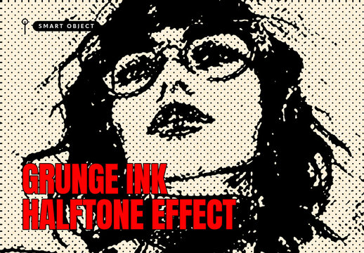 Grunge Ink Halftone Poster Photo Effect Template