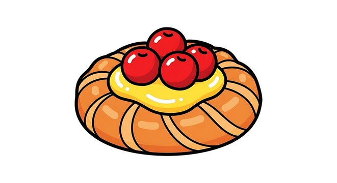 Delicious sweet pastry with cherries.