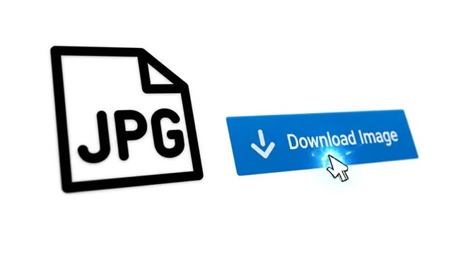 Download image button with jpg file graphic on white background animation concept