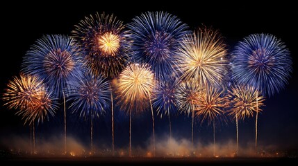 Fototapeta premium Vibrant and Colorful Fireworks Display Lighting Up the Night Sky in a Spectacular Celebration