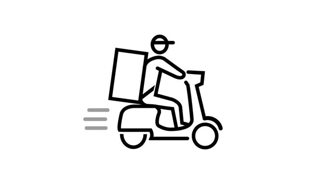 Shipping fast delivery man riding motorcycle, icon, symbol.