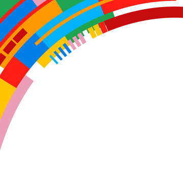 Colorful abstract geometric football stadium corner frame. Soccer World Championship 2026 graphic elements series. Sport design template.