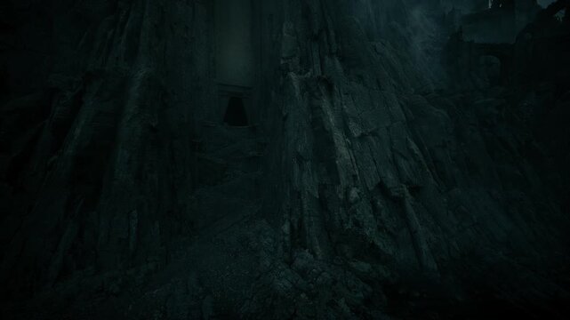 ancient root wrapped cavern entrance dripping with moisture, archaeologist mapping relics amid fungal growth and textured clay walls, echoing hollow and tense
