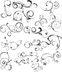 Classic Floral Ornament Set, Decorative Vintage Swirl and Flourish Elements © khadizabegum