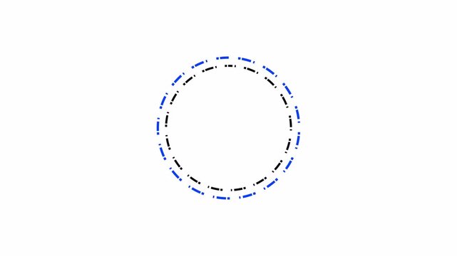  dots circle frame animated on transparent background, Rectangular doodle scribble element motion graphic with alpha channel in 4K.