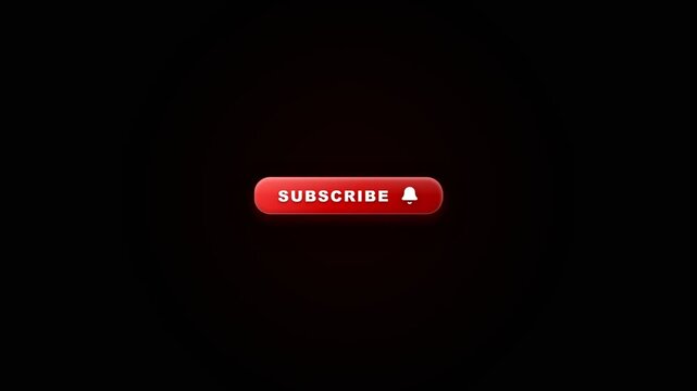 Subscribe button animation with bell icon on black background