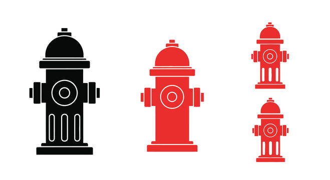 Three fire hydrant illustrations in varying colors and styles