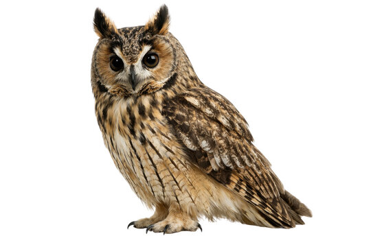 Majestic long-eared owl, a captivating nocturnal bird of prey, wise and watchful wildlife creature isolated PNG with Transparent Background