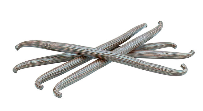 Five Dark Brown Vanilla Beans Arranged in a Cross Shape