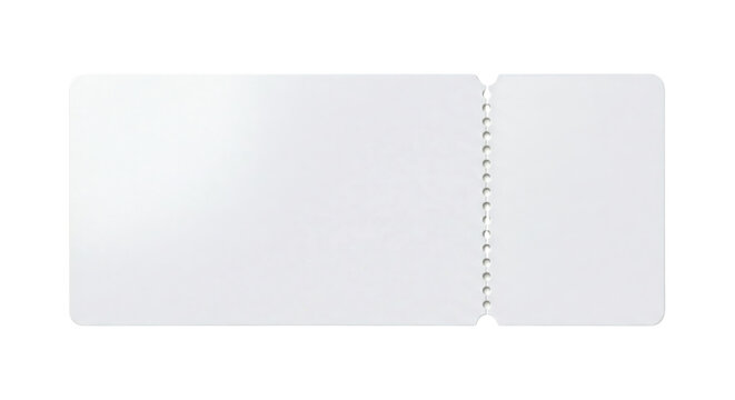Blank white horizontal ticket with rounded corners