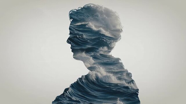 Double Exposure Portrait - A Fusion of Mind and Ocean.