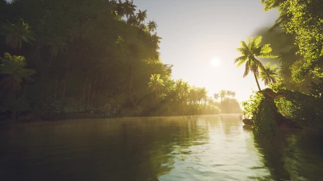Warm shimmering water guides boats toward vast sea horizon, Gleaming shoreline extends towards distant waters and expansive horizon inviting exploration