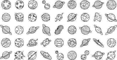 solar system planets and celestial objects flat design vector illustration © IftiarJony