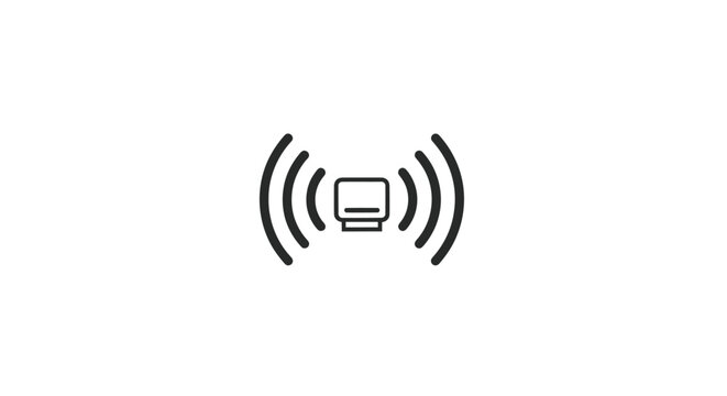 Wireless signal technology icon with radiating waves for communication and connectivity.