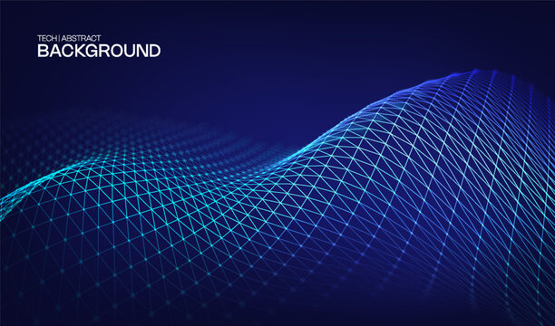 Digital technology data with background network abstract for business communication future. Vector flow science with blue computer futuristic for ai connect line. Tech connection digital.